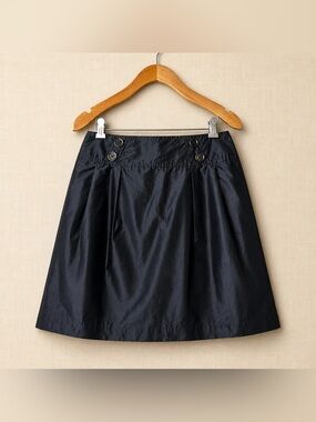PINK TARTAN Metallic Gray A-Line Mini Skirt Pleated Button Waist Size 4